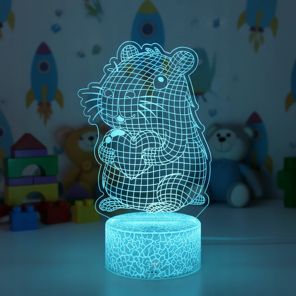 3D Lamp 3d Led Naktinė Lempa "kapibara Širdis" - 16 Spalvų