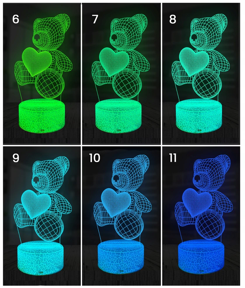 3D Lamp 3d Led Naktinė Lempa "kapibara Širdis" - 16 Spalvų