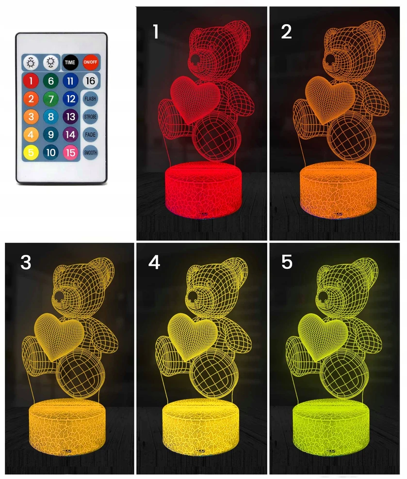 3D Lamp 3d Led Naktinė Lempa "kapibara Širdis" - 16 Spalvų