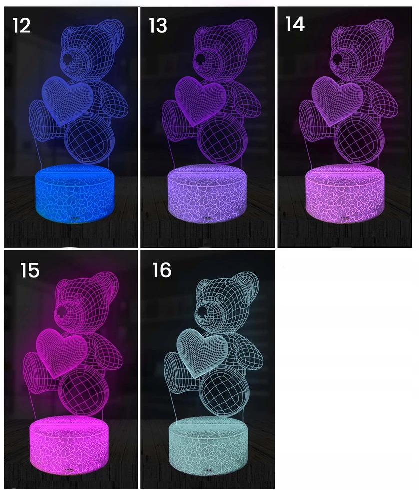 3D Lamp 3d Led Naktinė Lempa "kapibara Širdis" - 16 Spalvų