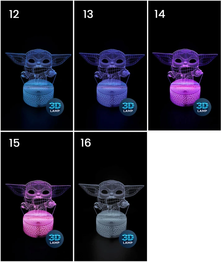 3D Lamp Led Naktinė Lempa "quad 3d" su 16 Spalvų ir Nuotolinio Valdymo Pulteliu