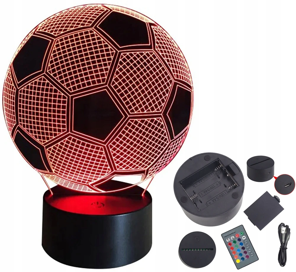 3D Lamp Naktinė lempa PIŁKA NOŻNA CREATIVE LED 3D + Pultas LAMPA