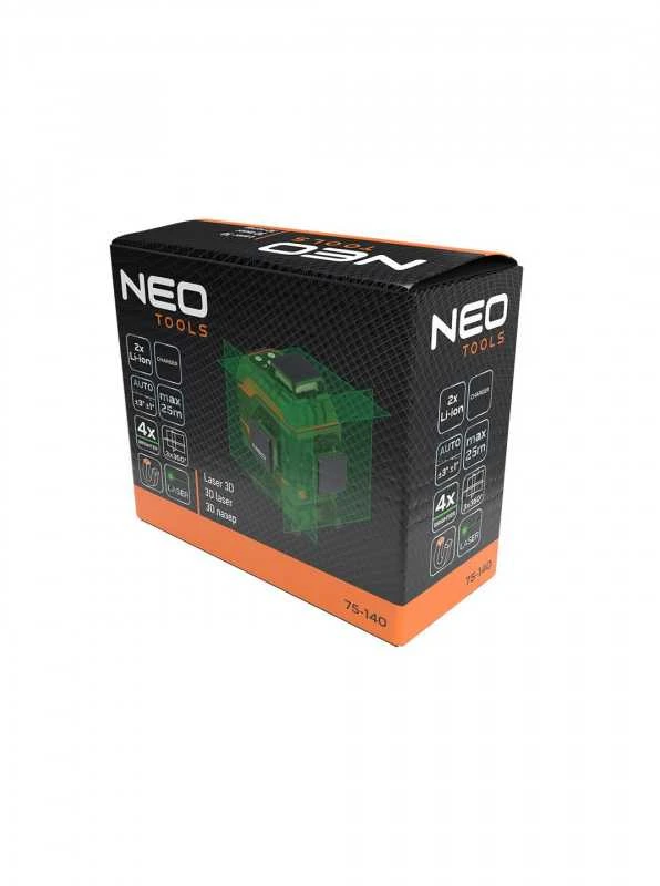 3D Lazeris NEO TOOLS 75-140, 12 linijų, žalias, su dėklu