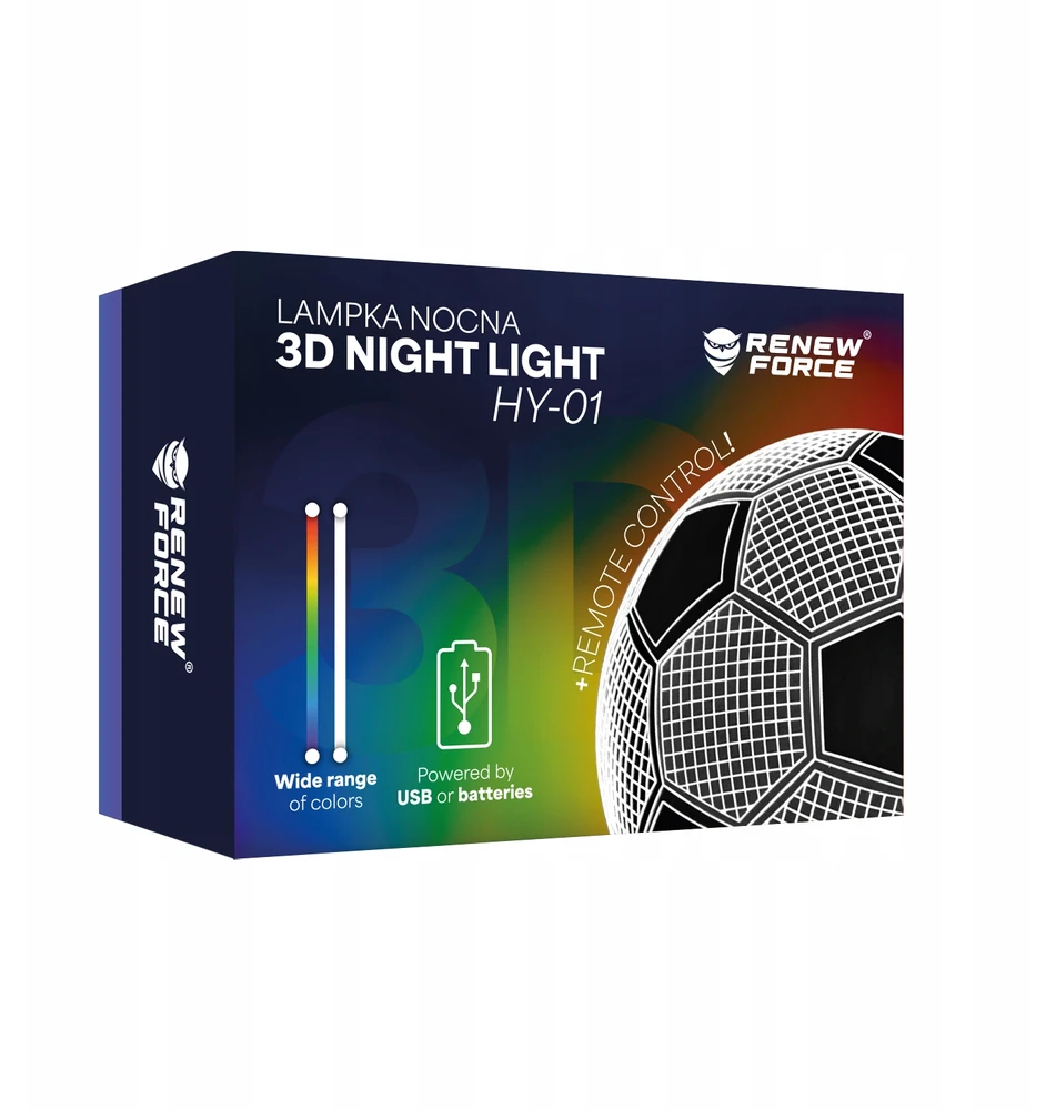 Renew Force 3D LED NAKTINĖ LAMP nuotolinio valdymo pultas RGB GAMING FUTBOLO PLAYER DOVANA FC Barcelona