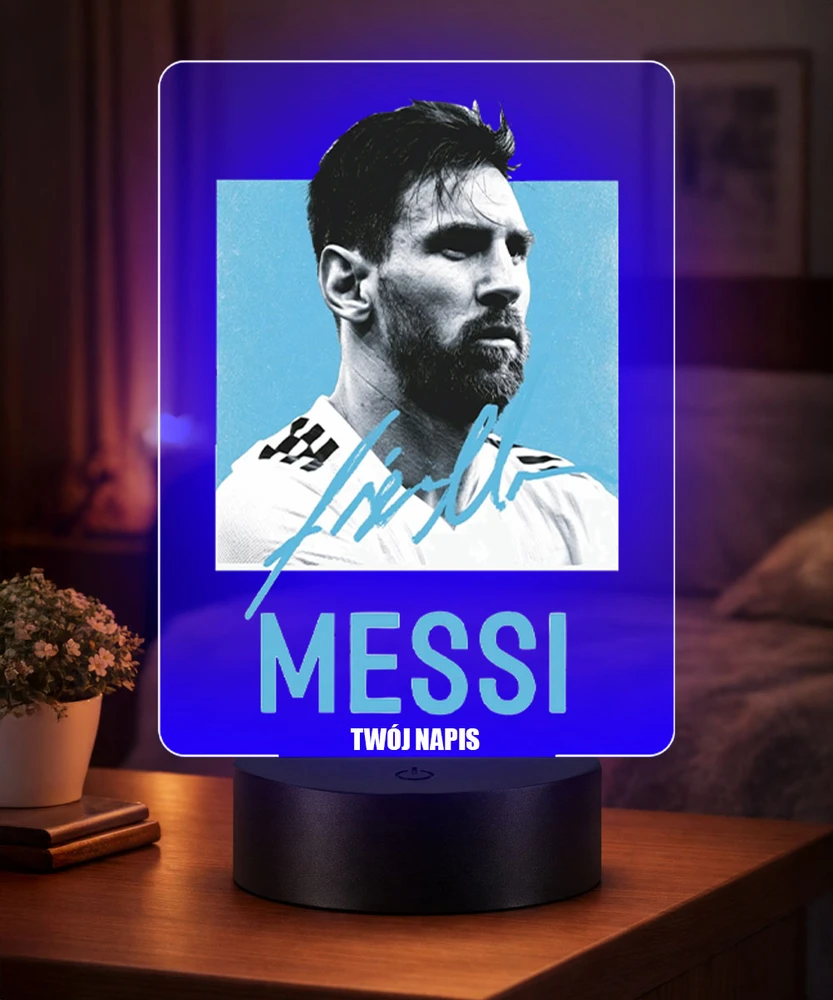 Plexido 3D LED naktinė lempa Lionel Messi Dovana su vardu futbolo gerbėjui