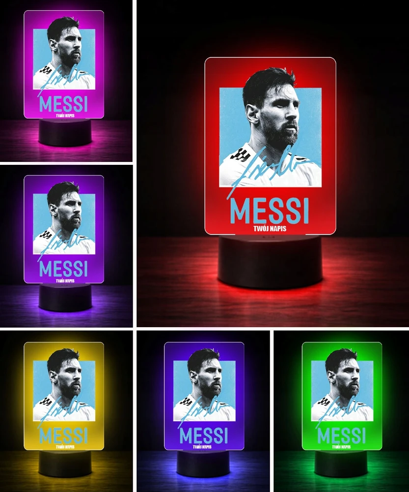 Plexido 3D LED naktinė lempa Lionel Messi Dovana su vardu futbolo gerbėjui