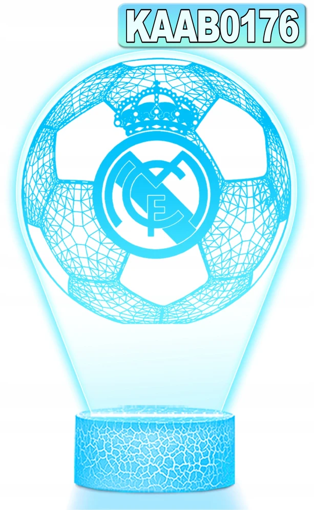 Upominki_Pl 3D LED naktinė lempa „Real Madrid“ futbolo kalėdinė dovana berniukui
