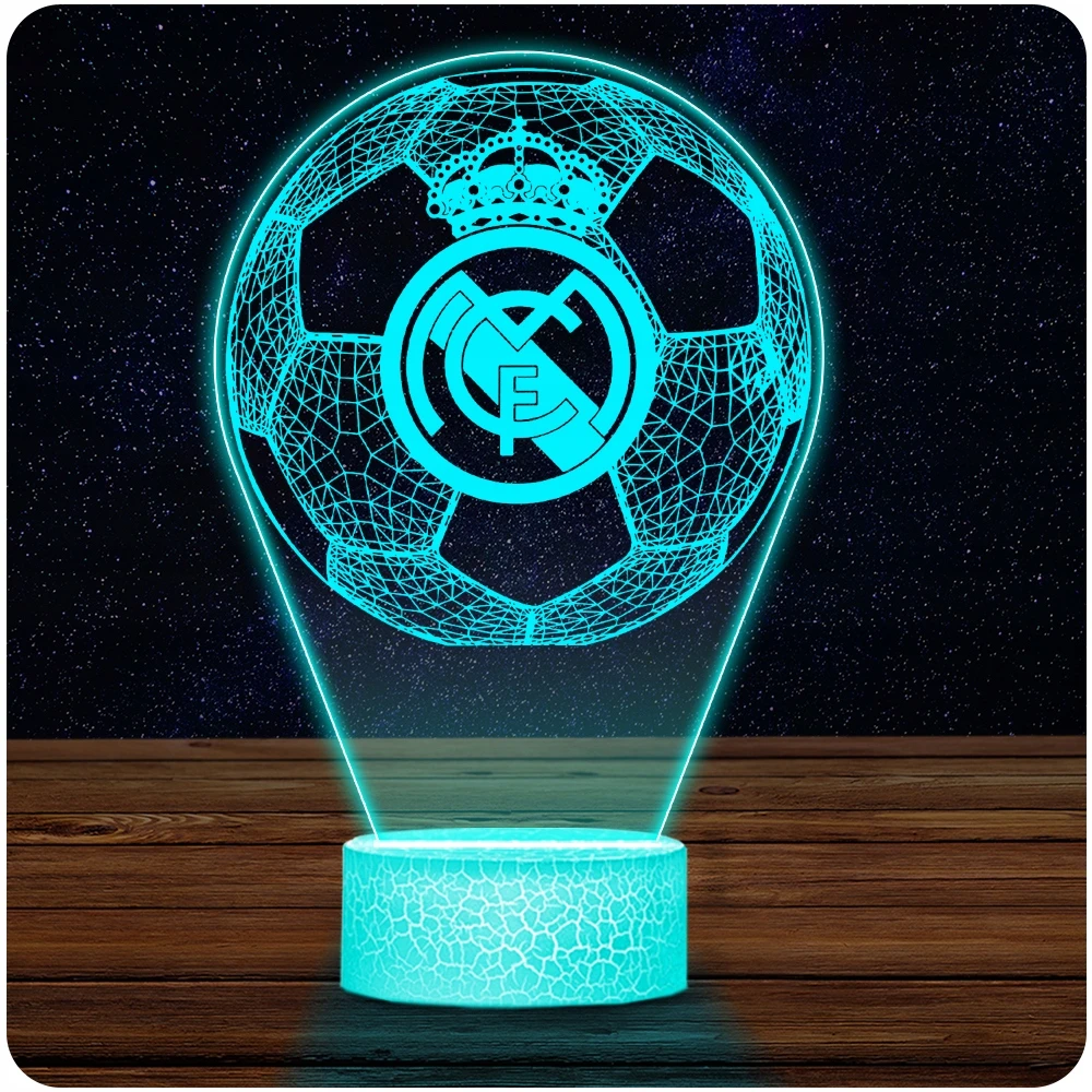 Upominki_Pl 3D LED naktinė lempa „Real Madrid“ futbolo kalėdinė dovana berniukui
