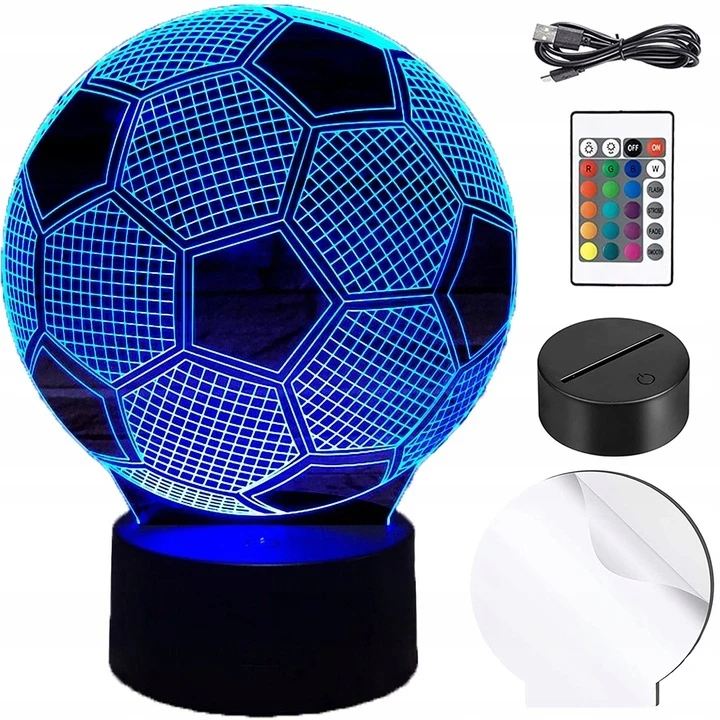 3D LED NAKTINIS LEMPAS, SPALVAS KEIČIANTIS KUMULYS, NUOTOLINIO PULTAS