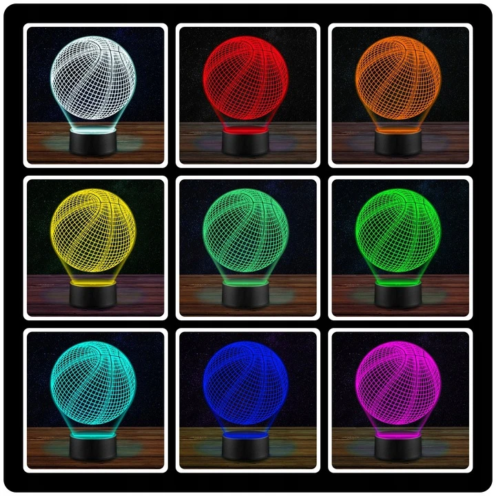 3D LED NAKTINIS LEMPAS VAIKAMS SU KREPŠINIO MOTYVU, 16 SPALVŲ, DOVANA