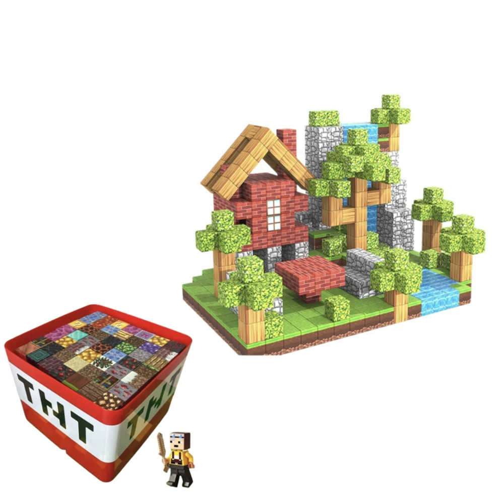 3D magnetiniai blokeliai, 180 vnt rinkinys + figūrėlė + nemokama dėžutė