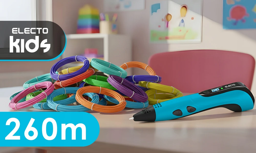 3D PRO PEN RINKINYS VAIKAMS + 260 METRŲ pildymas + ELECTO ŠABLONAS