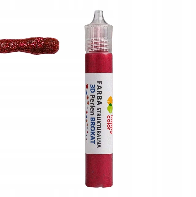 3d struktūriniai dažai Happy Color, 32ml, raudoni su blizgučiais