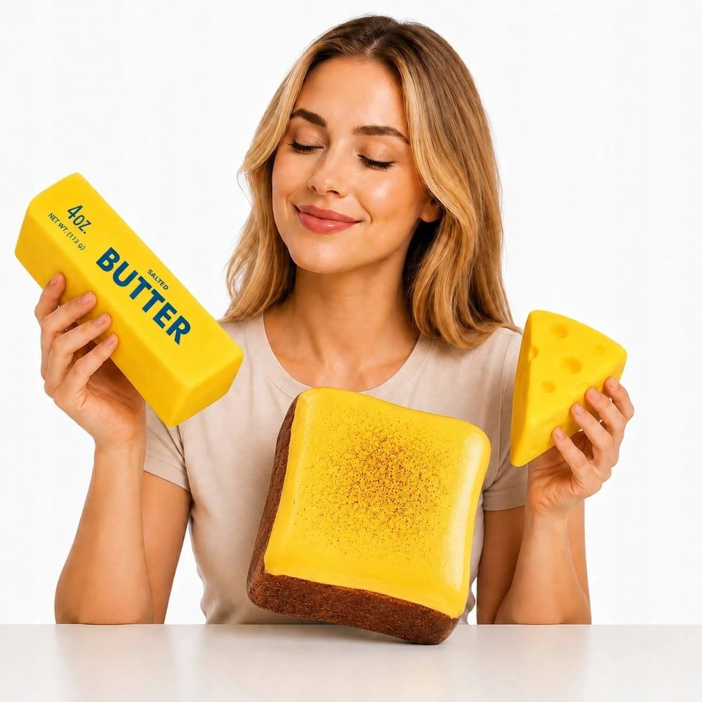 3x ANTISTRESS PUMPAS SVIESTO SKONIO SŪRIO PUMPŲ RINKINYS Sviesto duona