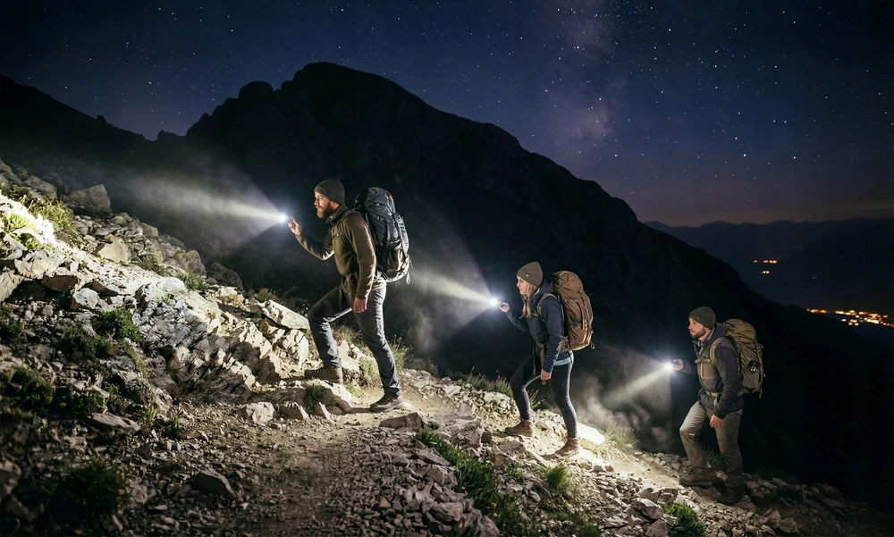 3x LED TAKTINIS BLYKŠTINĖS ŽIBINTAS, KURIUOS MODYMAS, BATERIJŲ DĖKLAS