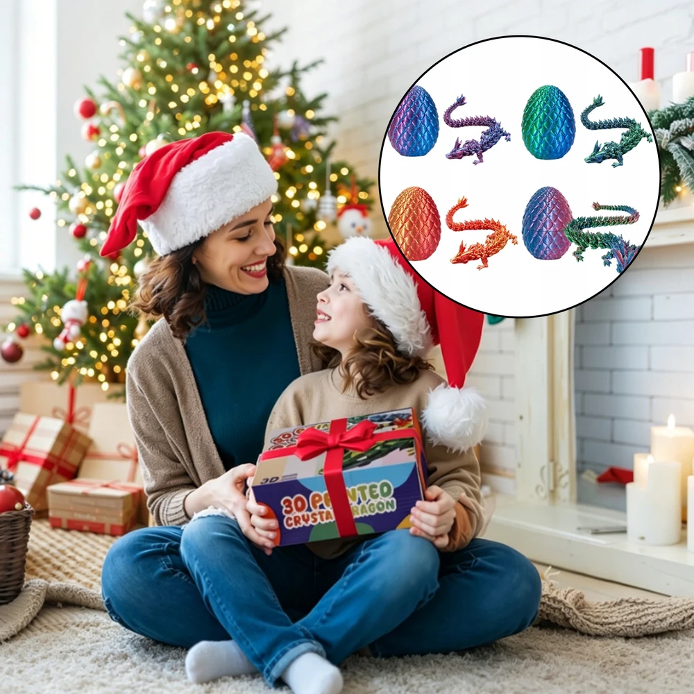 4× Dragon Crystal Joints 3D spausdintas kilnojamas KIAUŠINIŲ rinkinys PURPURINE-MĖLYNA