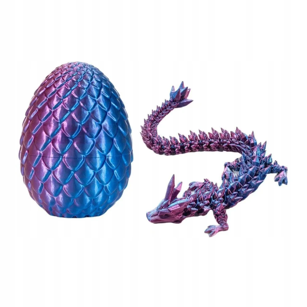 4× Dragon Crystal Joints 3D spausdintas kilnojamas KIAUŠINIŲ rinkinys PURPURINE-MĖLYNA