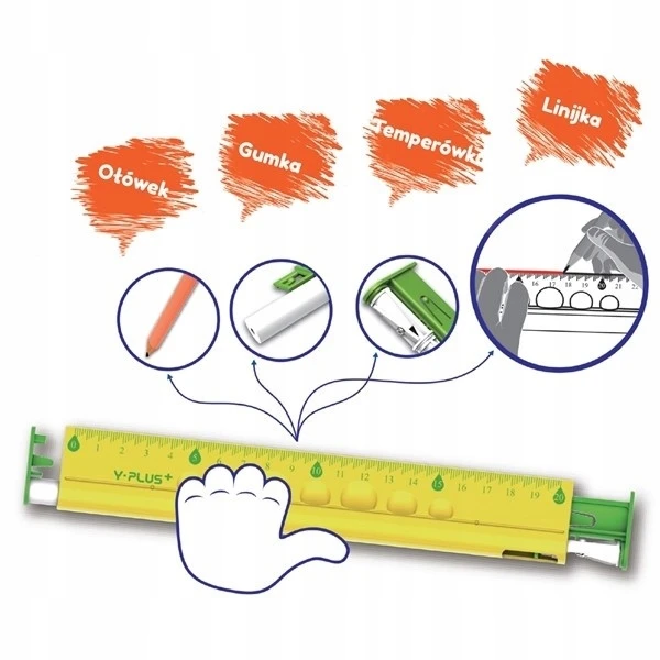 4-in-1 20 cm liniuotė, trintukas, galąstuvas, pieštukas - Y-Plus
