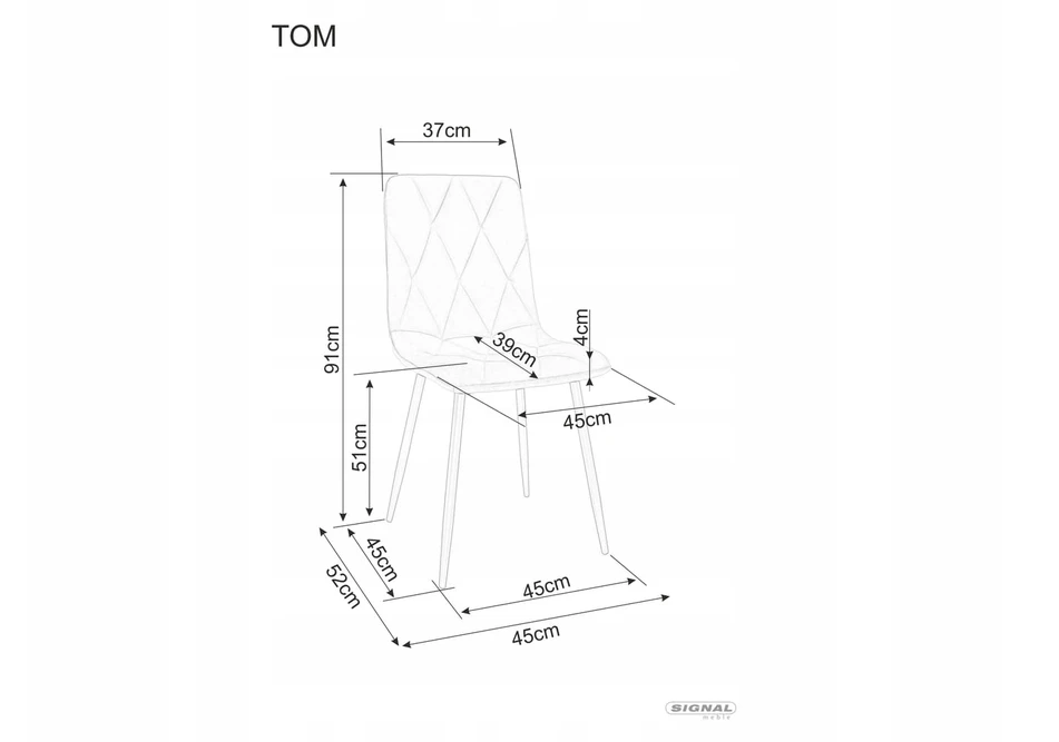 Signal Meble Krzesło Metalinė kėdė Tom juoda