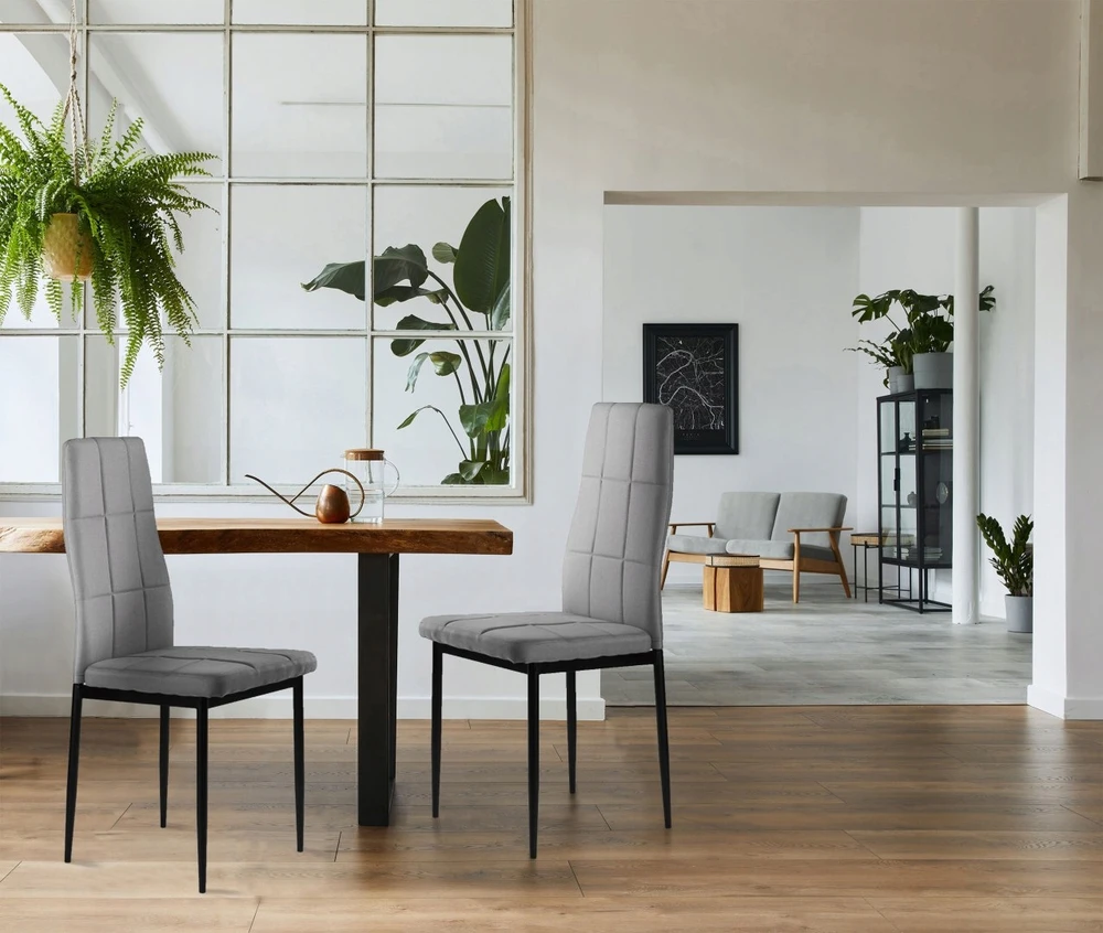 4 pilkų minkštų kėdžių rinkinys valgomajam ir svetainei Modernhome