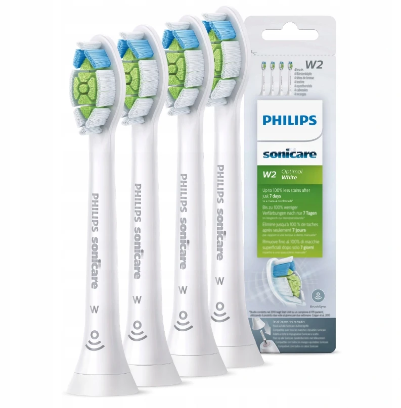 Bez Marki 4 vnt. Philips sonicare W2 Optimal Baltas HX6064 dantų šepetėlio galvutės