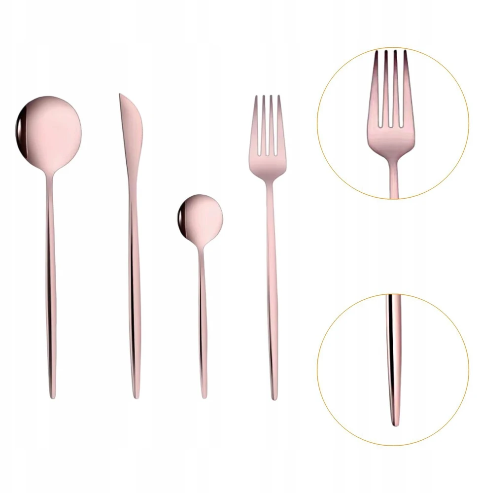 4 vnt. virtuvės stalo įrankių rinkinys, universalus indai festivaliui Rose Gold
