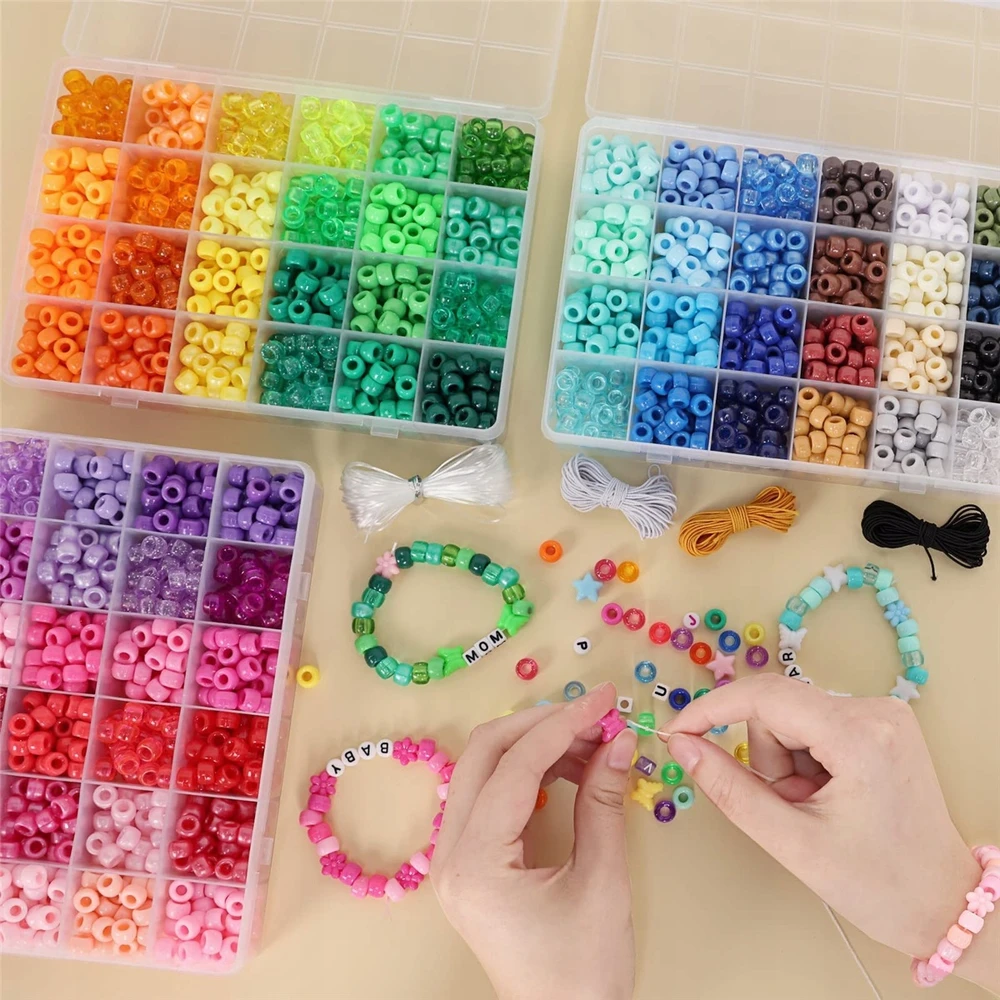 4700 vnt., 72 spalvos Pony karoliukai Rainbow karoliukai rankdarbiams