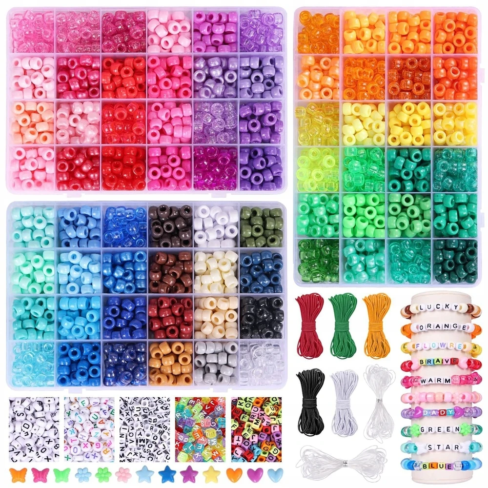 4700 vnt., 72 spalvos Pony karoliukai Rainbow karoliukai rankdarbiams