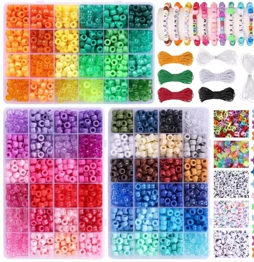 4700 vnt., 72 spalvos Pony karoliukai Rainbow karoliukai rankdarbiams