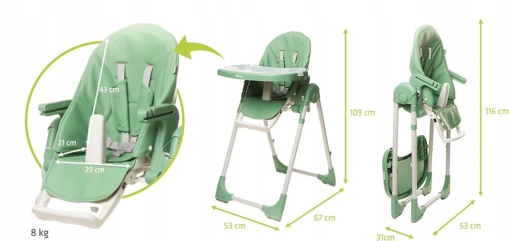 4Baby maitinimo kėdutė DECCO žalia