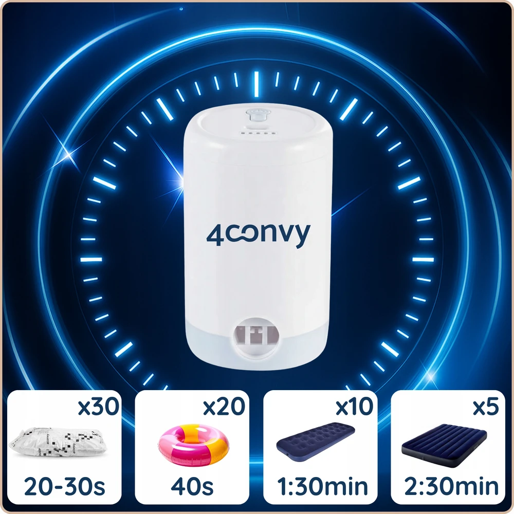 4CONVY įkraunamas elektrinis siurblys, čiužinys, pripučiami daiktai, vakuuminiai maišeliai