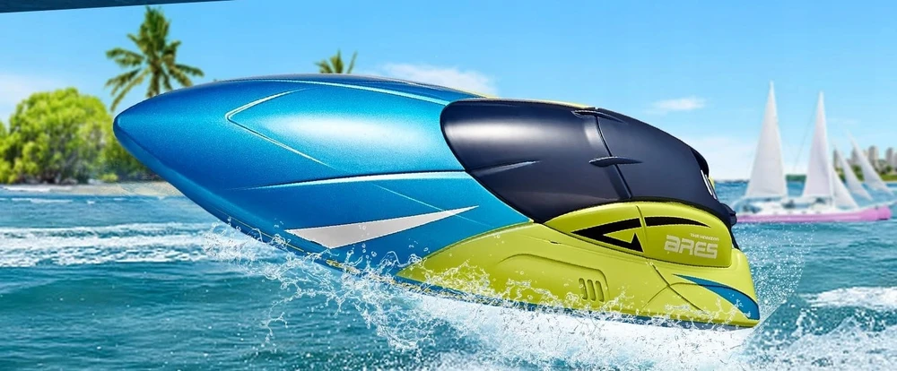 4Drc NUOTOLINIO PULTO VALDOMA VALTIS FAST MOTORBOAT RC 2XBATERY GALINGI VARIKLIAI