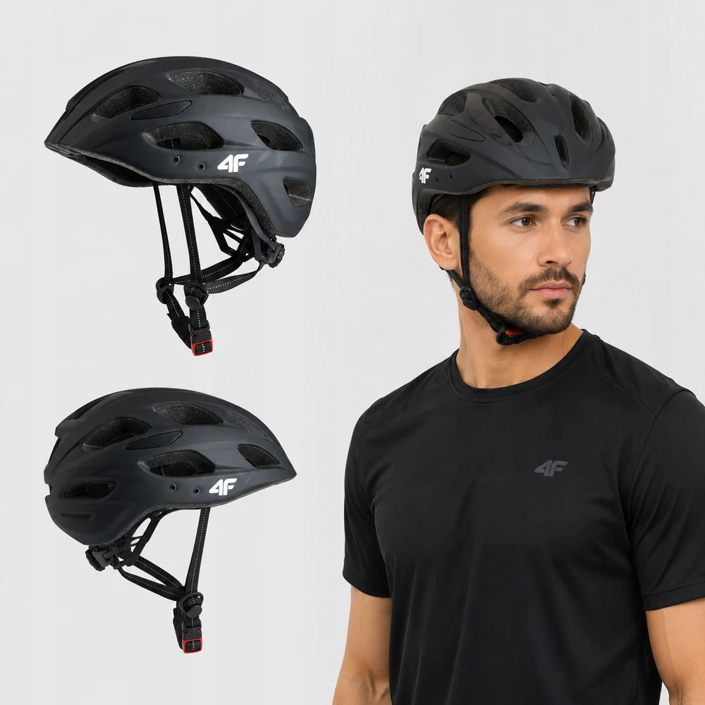 4F DVIRAČIO ŠALMAS UNISEX VYRIŠKAS MOTERIŠKAS 51-54CM Juodas U135 SS26