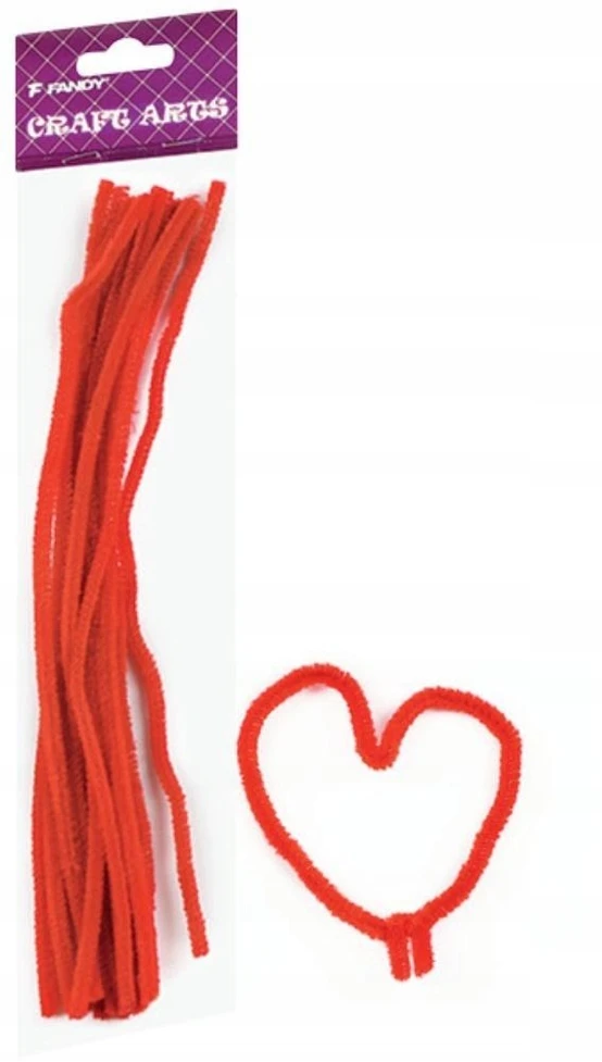 4F Šenilo vielos strypeliai CRAFT ARTS, Fandy, 6mm x 30cm, 15 vnt., raudonos sp.