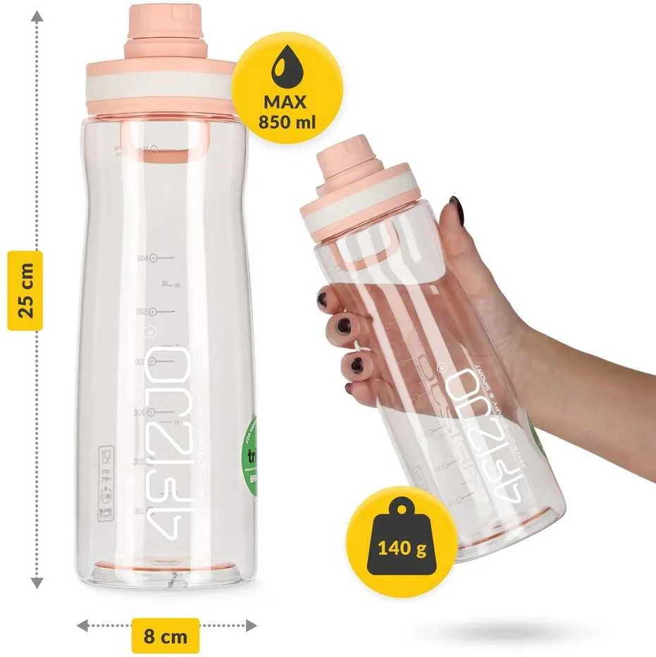 4Fizjo 850 ml rožinis sportinis vandens butelis