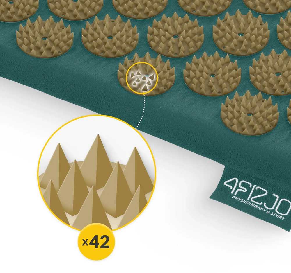 4Fizjo Akupresūros kilimėlis su pagalvėle, klasikinis, tamsiai žalias
