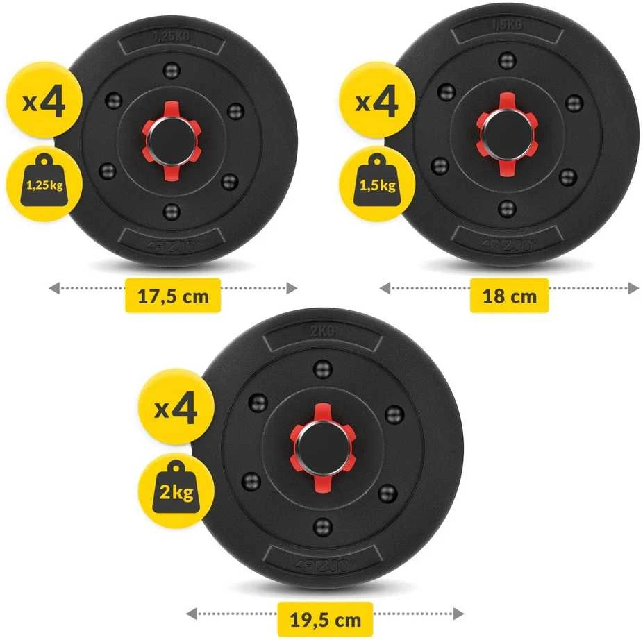 4Fizjo Bituminiai reguliuojamo svorio hanteliai 2 x 10 kg