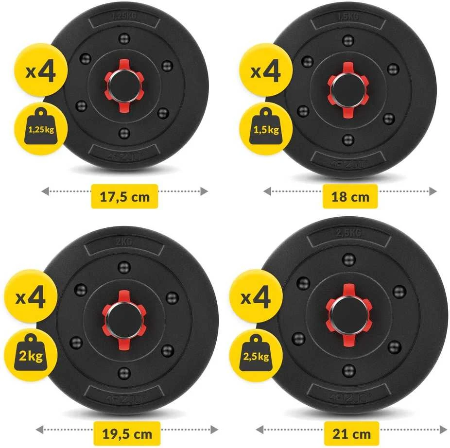 4Fizjo Bituminiai reguliuojamo svorio hanteliai 2 x 15 kg