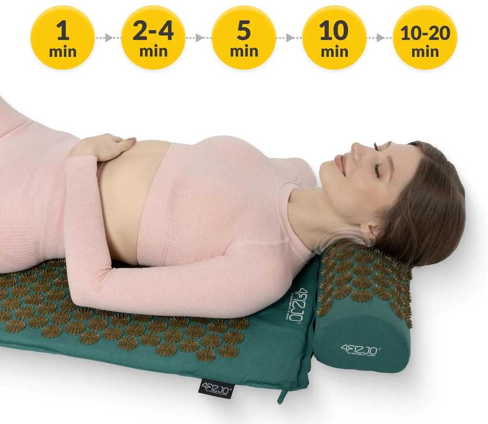 4Fizjo Didelis akupresūros kilimėlis su pagalvėle, klasikinis XL, tamsiai žalias