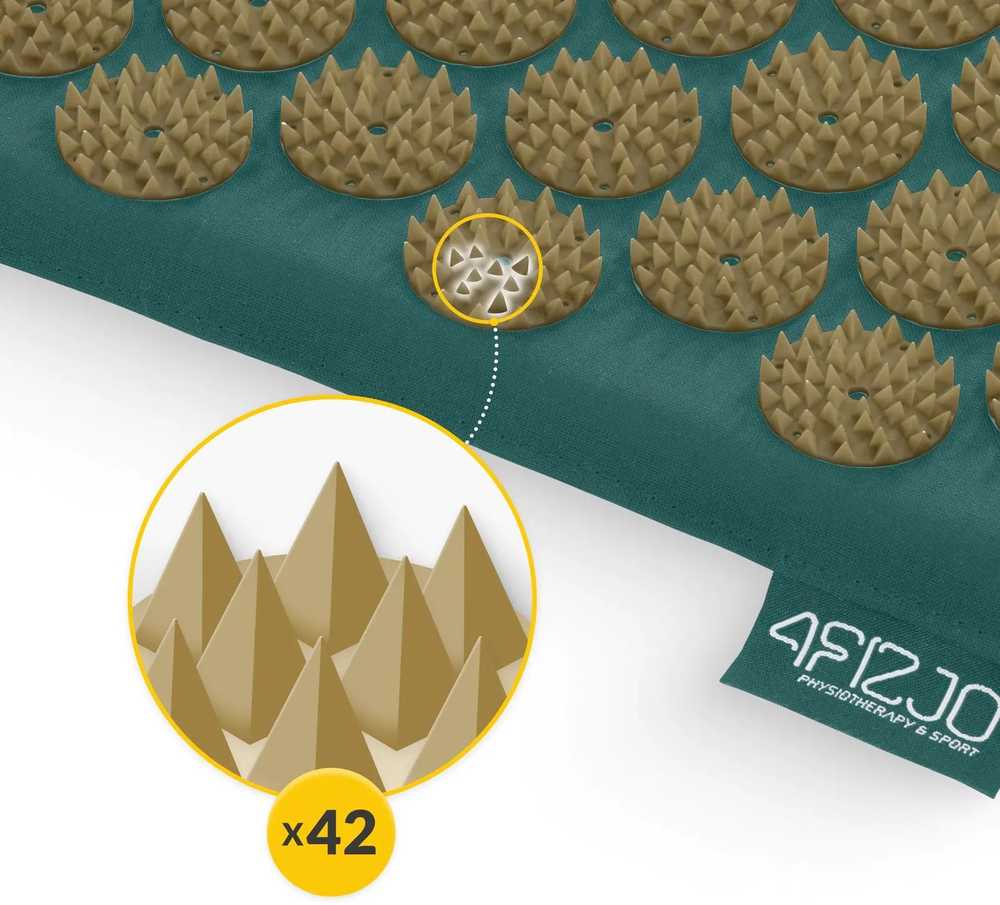 4Fizjo Didelis akupresūros kilimėlis su pagalvėle, klasikinis XL, tamsiai žalias