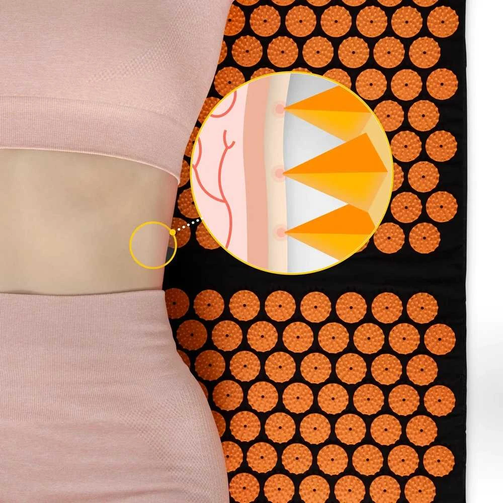 4Fizjo Didelis akupresūros kilimėlis su pagalvėle, klasikinis XL, oranžinis