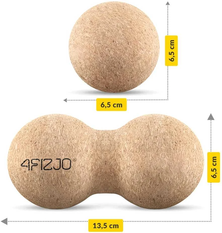 4Fizjo Dvigubas kamštinis masažo kamuoliukas 13,5 cm