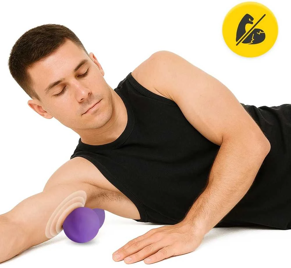 4Fizjo Dvigubas masažinis kamuoliukas DOUBLE BALL violetinis