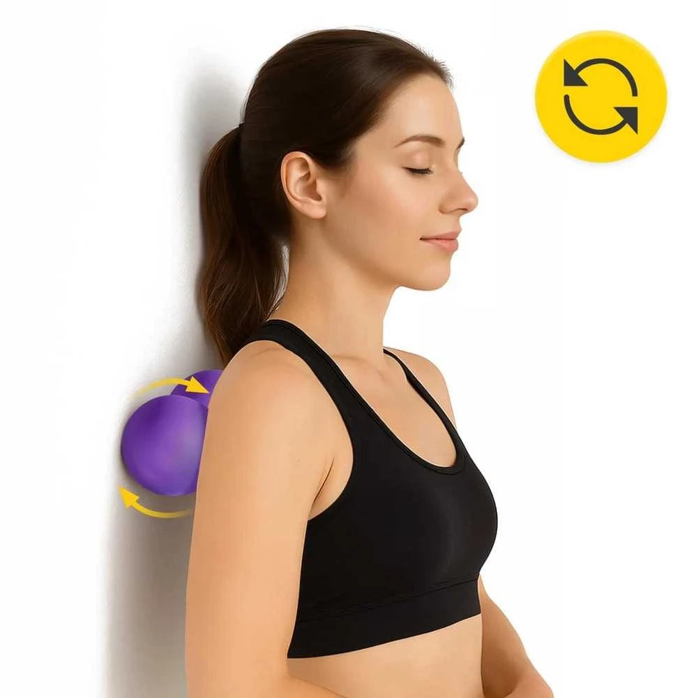 4Fizjo Dvigubas masažinis kamuoliukas DOUBLE BALL violetinis