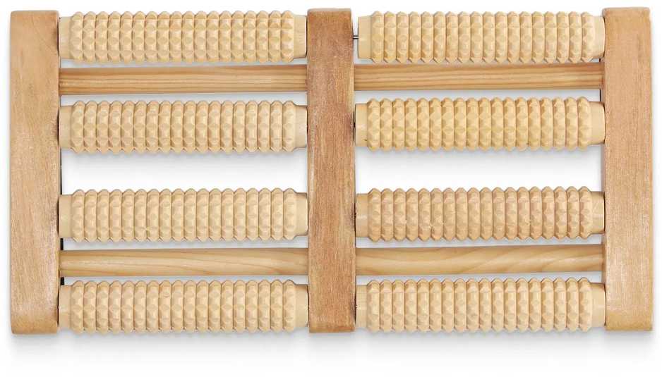 4Fizjo Dvigubas medinis pėdų masažo volelis