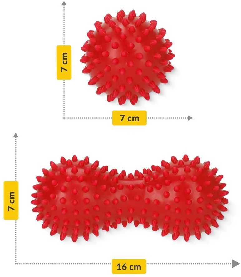 4Fizjo Dvigubas sensorinis masažo kamuoliukas, raudonas