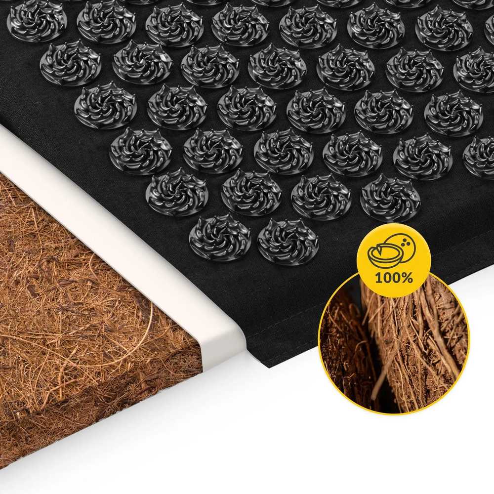 4Fizjo EKO akupresūros kilimėlis su grikių lukštais ir kokosu, juodas