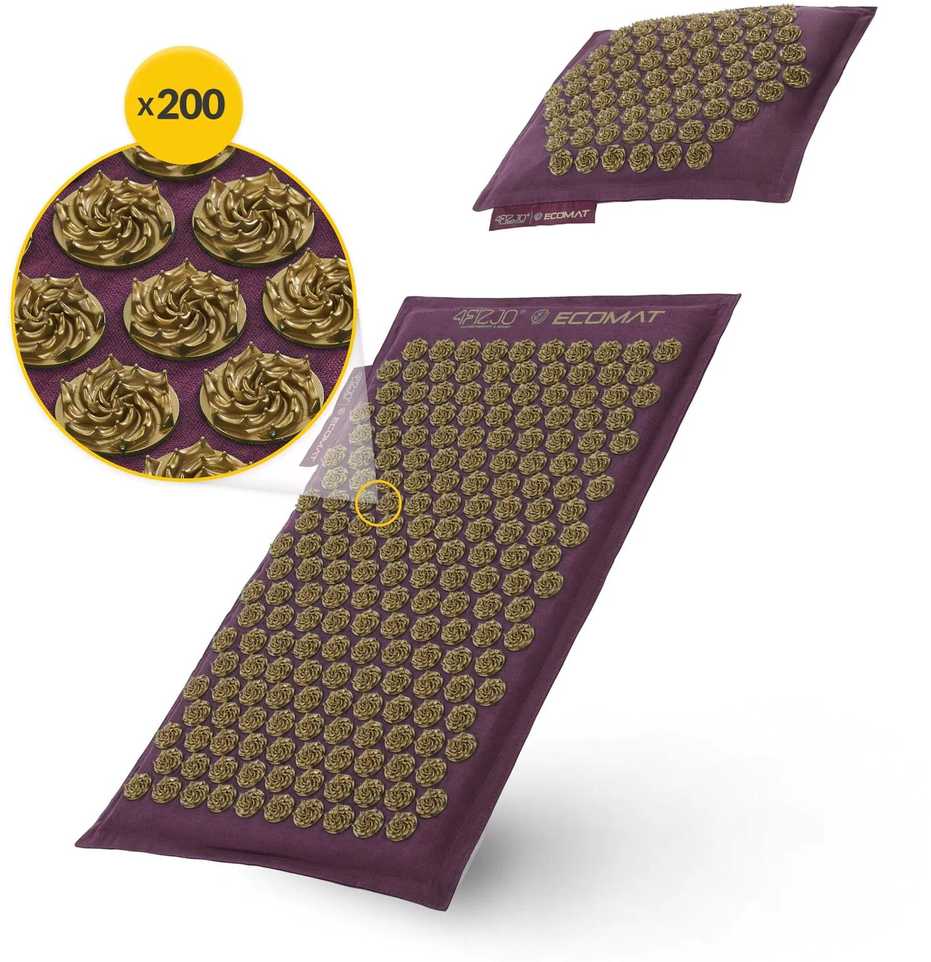 4Fizjo EKO akupresūros kilimėlis su grikių lukštais ir kokosu, violetinis