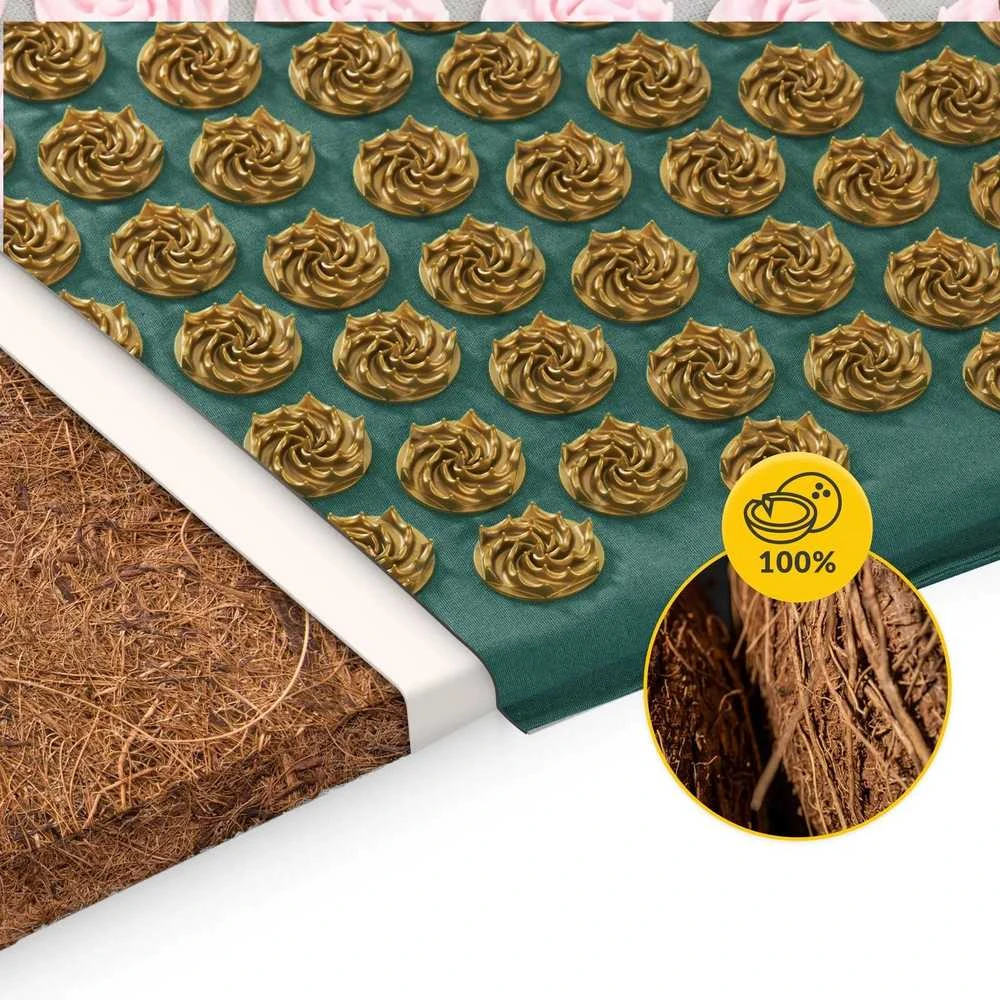 4Fizjo EKO akupresūros kilimėlis su grikių lukštais ir kokosu, žalias