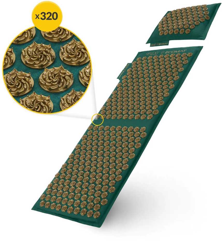 4Fizjo EKO akupresūros kilimėlis su pagalve, XL dydžio, žalias